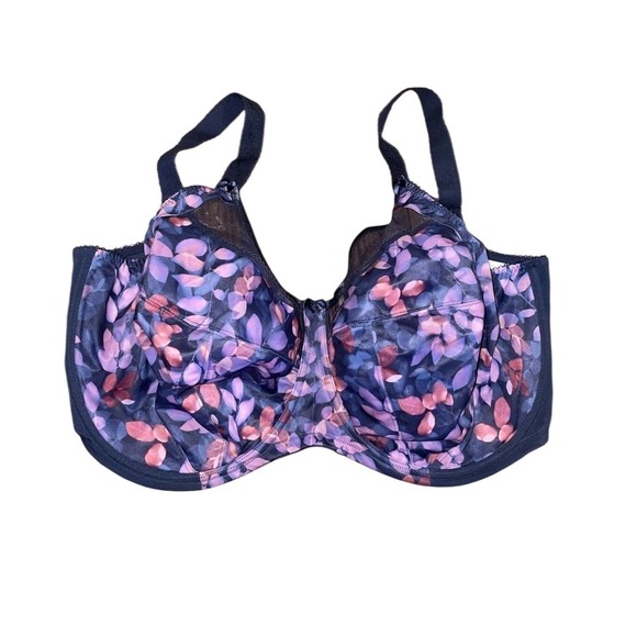 Goddess Kayla Banded UW Bra Size 42M Reverie Purple Petal Print Plus Gray - Picture 5 of 6